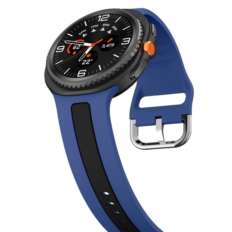For Samsung Galaxy Watch8 / Watch8 Classic Silver Buckle Vertical Stripe Two Color Silicone Watch Band