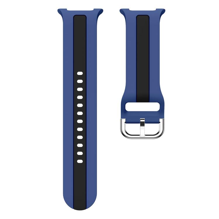 For Samsung Galaxy Watch8 / Watch8 Classic Silver Buckle Vertical Stripe Two Color Silicone Watch Band