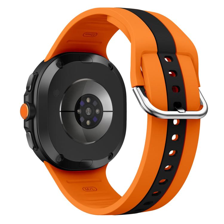 For Samsung Galaxy Watch8 / Watch8 Classic Silver Buckle Vertical Stripe Two Color Silicone Watch Band