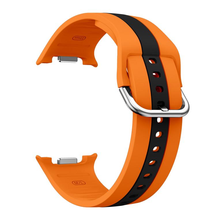 For Samsung Galaxy Watch8 / Watch8 Classic Silver Buckle Vertical Stripe Two Color Silicone Watch Band
