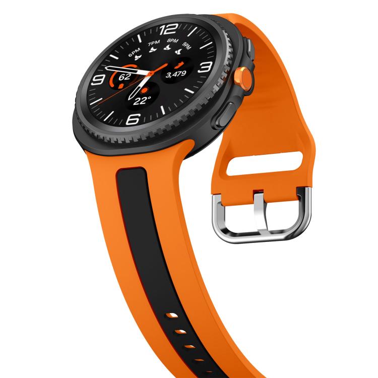For Samsung Galaxy Watch8 / Watch8 Classic Silver Buckle Vertical Stripe Two Color Silicone Watch Band