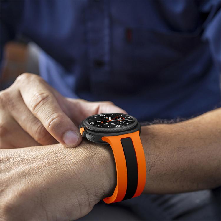 For Samsung Galaxy Watch8 / Watch8 Classic Silver Buckle Vertical Stripe Two Color Silicone Watch Band