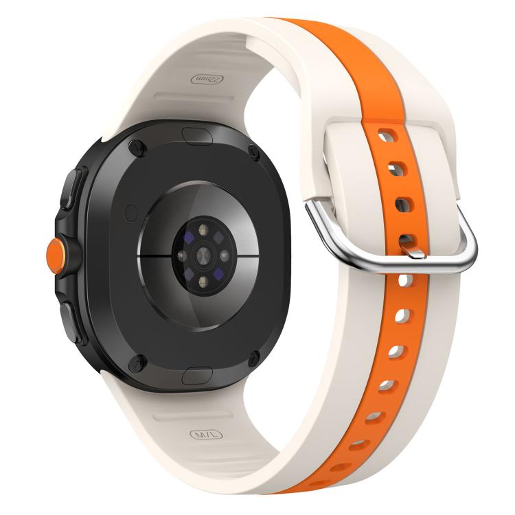 For Samsung Galaxy Watch8 / Watch8 Classic Silver Buckle Vertical Stripe Two Color Silicone Watch Band