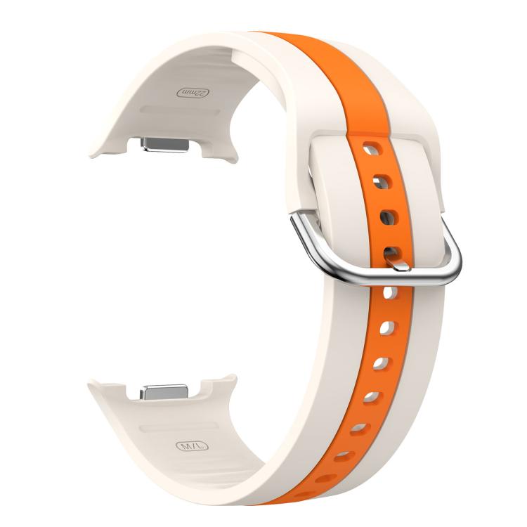 For Samsung Galaxy Watch8 / Watch8 Classic Silver Buckle Vertical Stripe Two Color Silicone Watch Band