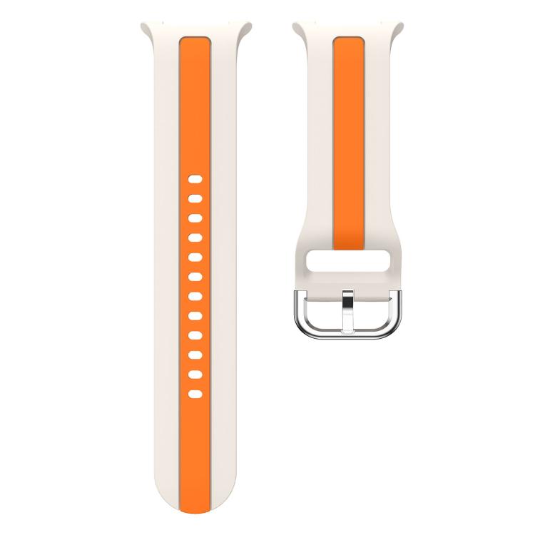 For Samsung Galaxy Watch8 / Watch8 Classic Silver Buckle Vertical Stripe Two Color Silicone Watch Band