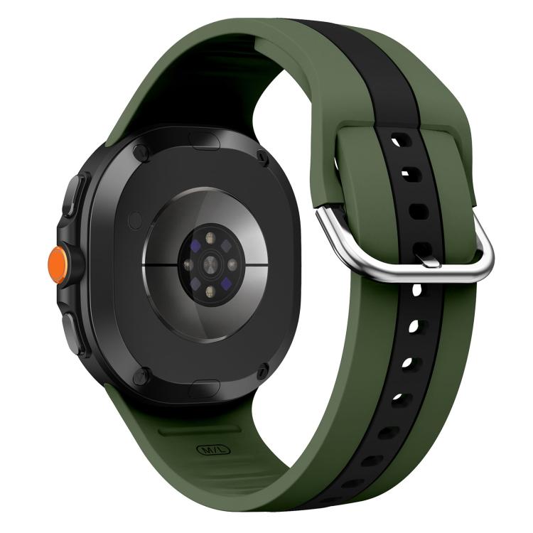 For Samsung Galaxy Watch8 / Watch8 Classic Silver Buckle Vertical Stripe Two Color Silicone Watch Band