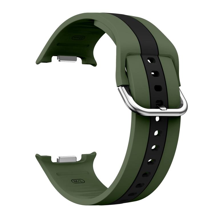 For Samsung Galaxy Watch8 / Watch8 Classic Silver Buckle Vertical Stripe Two Color Silicone Watch Band
