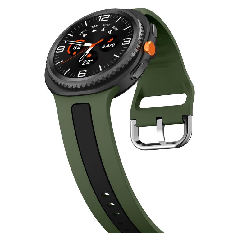 For Samsung Galaxy Watch8 / Watch8 Classic Silver Buckle Vertical Stripe Two Color Silicone Watch Band