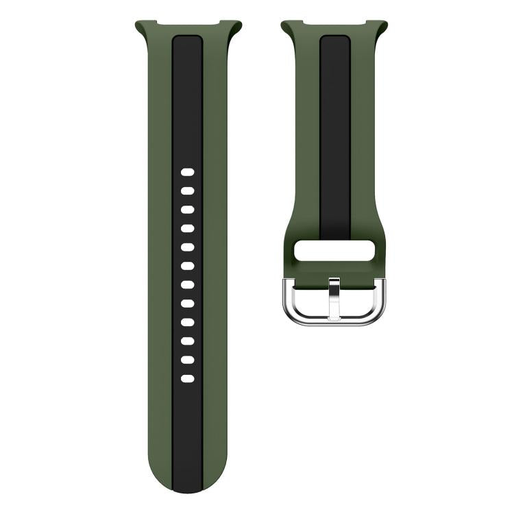 For Samsung Galaxy Watch8 / Watch8 Classic Silver Buckle Vertical Stripe Two Color Silicone Watch Band