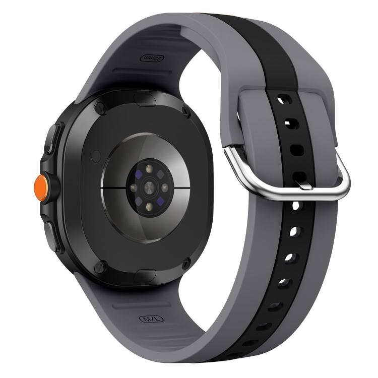For Samsung Galaxy Watch8 / Watch8 Classic Silver Buckle Vertical Stripe Two Color Silicone Watch Band
