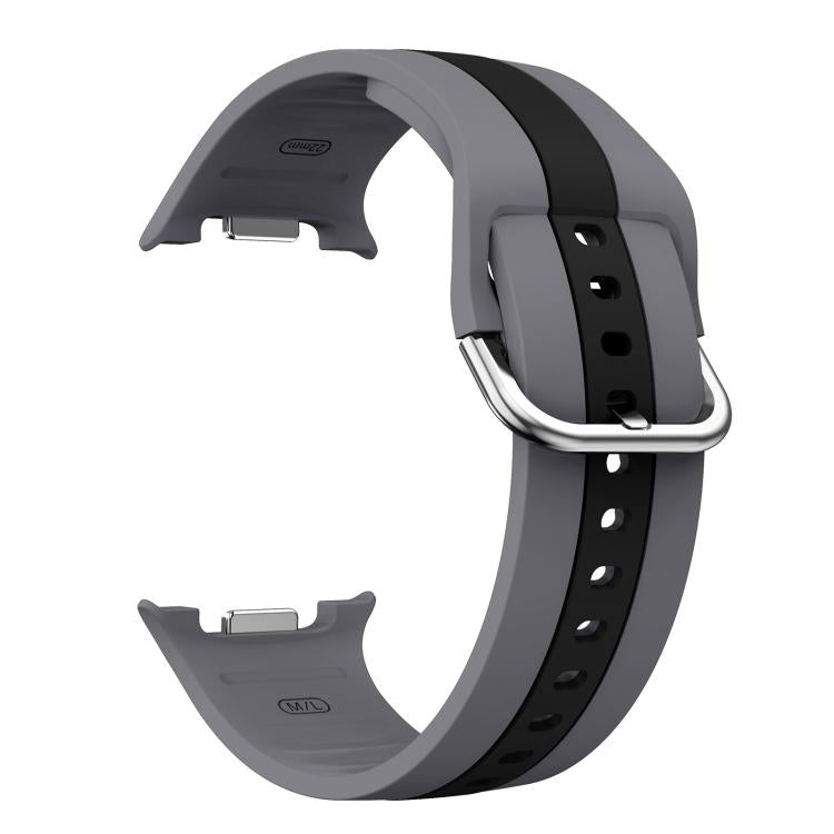 For Samsung Galaxy Watch8 / Watch8 Classic Silver Buckle Vertical Stripe Two Color Silicone Watch Band
