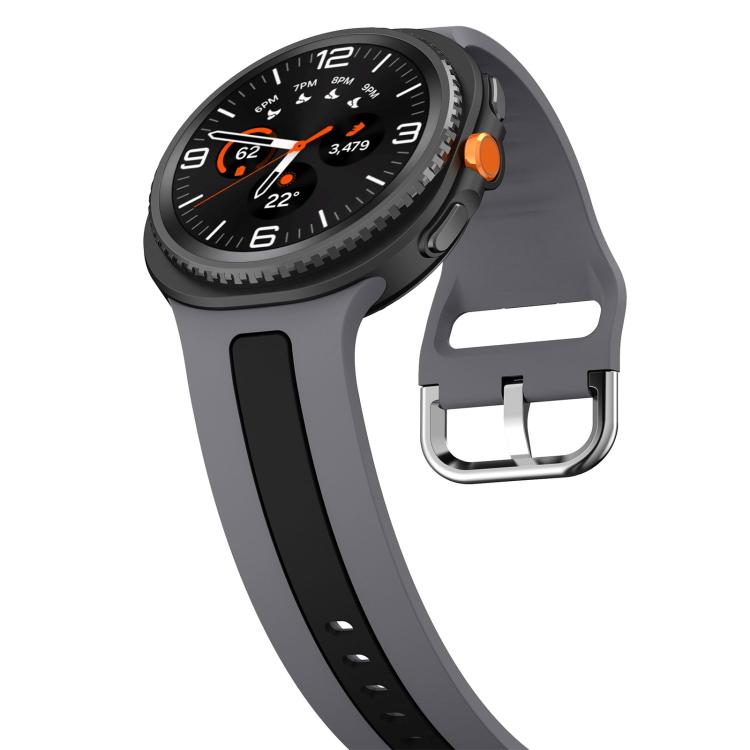 For Samsung Galaxy Watch8 / Watch8 Classic Silver Buckle Vertical Stripe Two Color Silicone Watch Band
