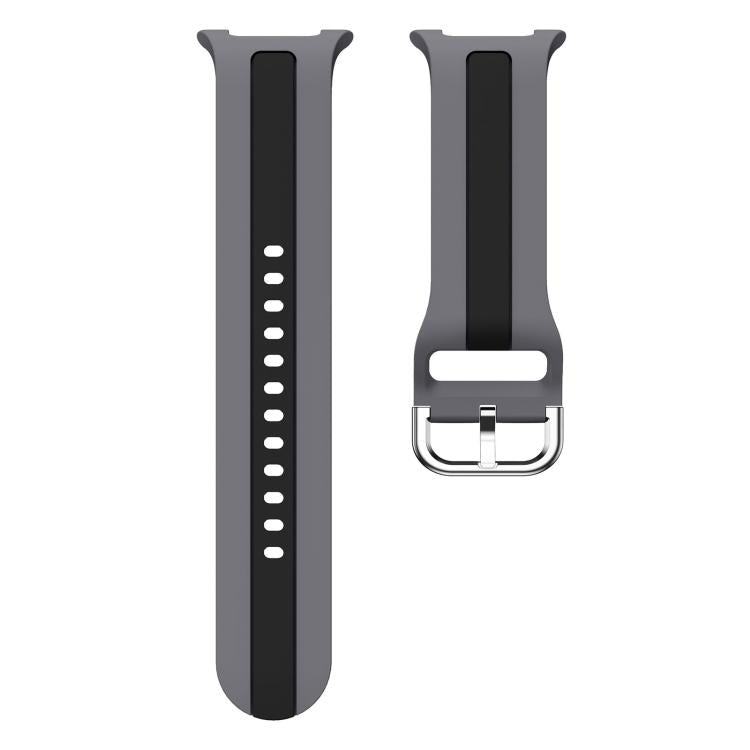 For Samsung Galaxy Watch8 / Watch8 Classic Silver Buckle Vertical Stripe Two Color Silicone Watch Band