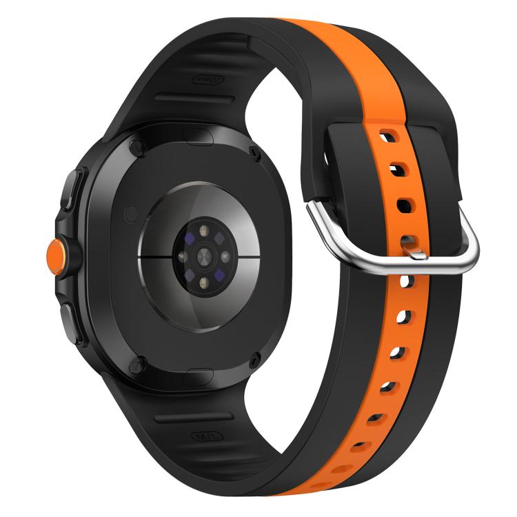 For Samsung Galaxy Watch8 / Watch8 Classic Silver Buckle Vertical Stripe Two Color Silicone Watch Band