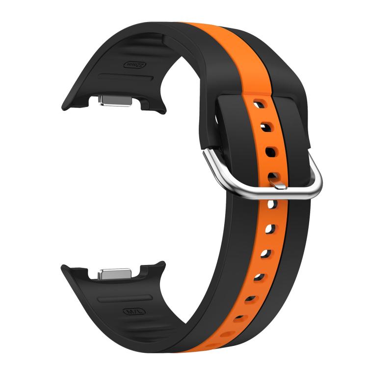 For Samsung Galaxy Watch8 / Watch8 Classic Silver Buckle Vertical Stripe Two Color Silicone Watch Band