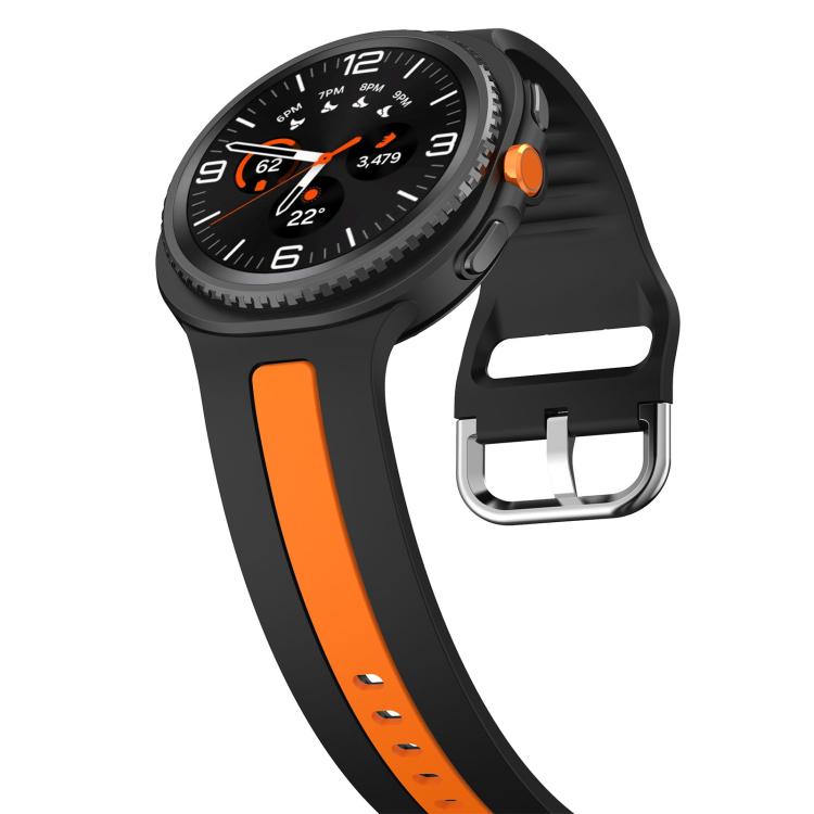 For Samsung Galaxy Watch8 / Watch8 Classic Silver Buckle Vertical Stripe Two Color Silicone Watch Band