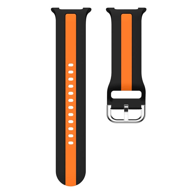 For Samsung Galaxy Watch8 / Watch8 Classic Silver Buckle Vertical Stripe Two Color Silicone Watch Band