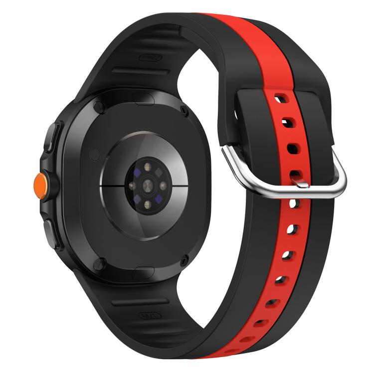 For Samsung Galaxy Watch8 / Watch8 Classic Silver Buckle Vertical Stripe Two Color Silicone Watch Band