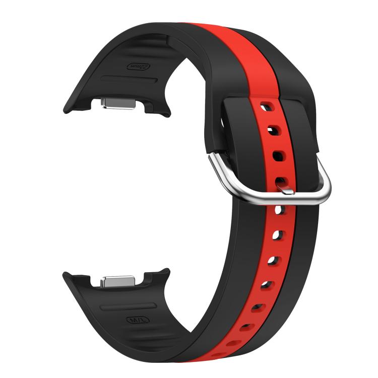For Samsung Galaxy Watch8 / Watch8 Classic Silver Buckle Vertical Stripe Two Color Silicone Watch Band
