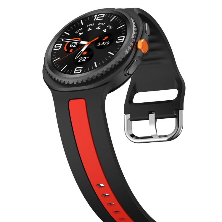 For Samsung Galaxy Watch8 / Watch8 Classic Silver Buckle Vertical Stripe Two Color Silicone Watch Band