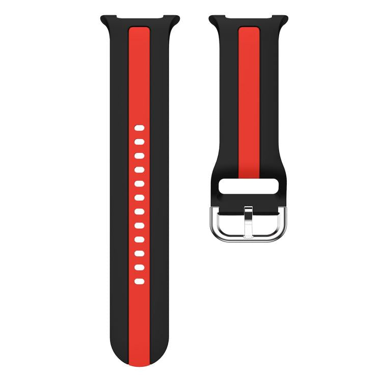For Samsung Galaxy Watch8 / Watch8 Classic Silver Buckle Vertical Stripe Two Color Silicone Watch Band