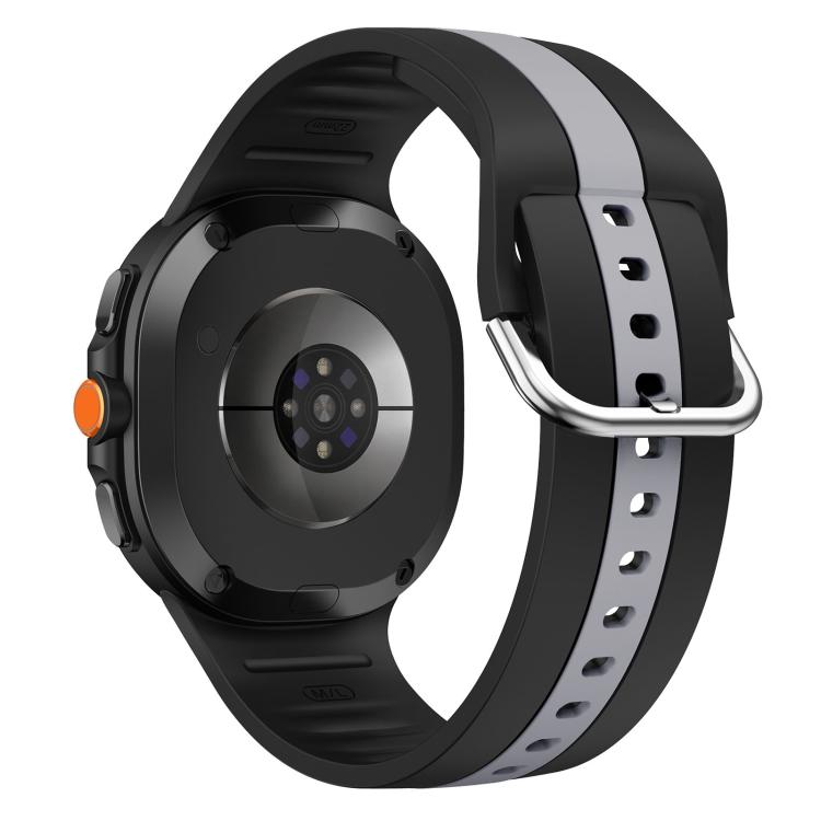 For Samsung Galaxy Watch8 / Watch8 Classic Silver Buckle Vertical Stripe Two Color Silicone Watch Band