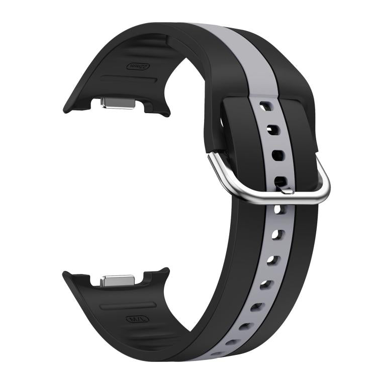 For Samsung Galaxy Watch8 / Watch8 Classic Silver Buckle Vertical Stripe Two Color Silicone Watch Band
