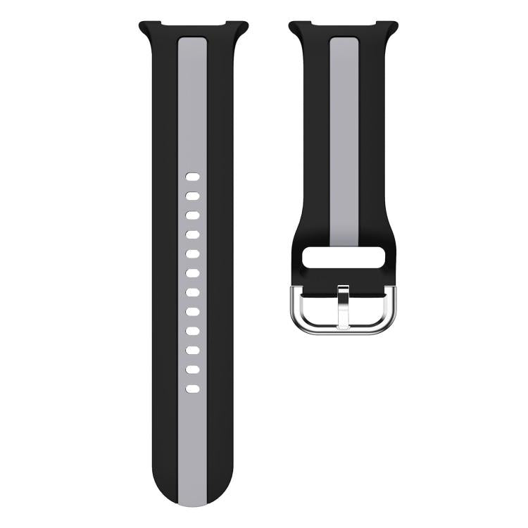 For Samsung Galaxy Watch8 / Watch8 Classic Silver Buckle Vertical Stripe Two Color Silicone Watch Band