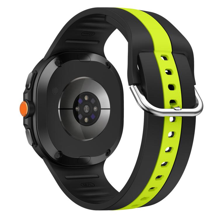 For Samsung Galaxy Watch8 / Watch8 Classic Silver Buckle Vertical Stripe Two Color Silicone Watch Band
