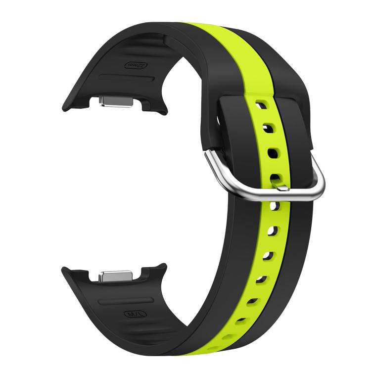 For Samsung Galaxy Watch8 / Watch8 Classic Silver Buckle Vertical Stripe Two Color Silicone Watch Band