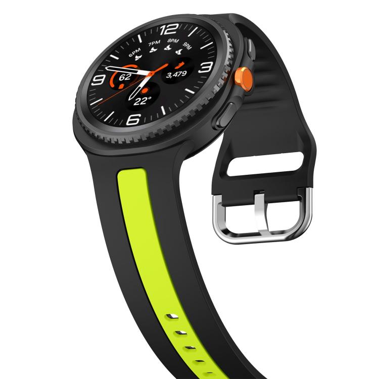 For Samsung Galaxy Watch8 / Watch8 Classic Silver Buckle Vertical Stripe Two Color Silicone Watch Band