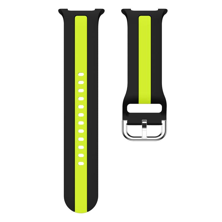 For Samsung Galaxy Watch8 / Watch8 Classic Silver Buckle Vertical Stripe Two Color Silicone Watch Band