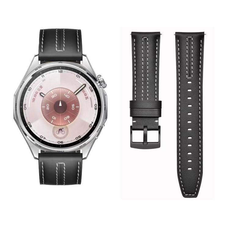 22mm Stitched Two Side Leather Watch Band