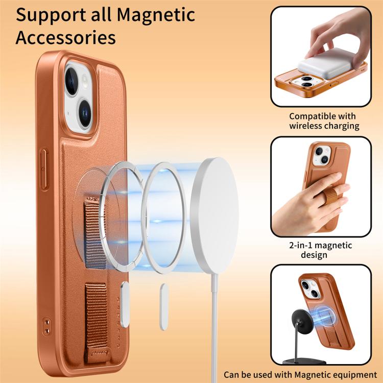 For iPhone 14 Plus CaseNeo Finger Grip Wristband MagSafe Back Phone Case