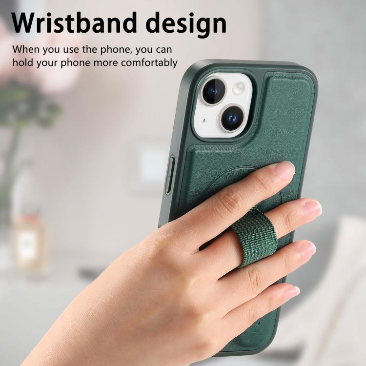 For iPhone 14 Plus CaseNeo Finger Grip Wristband MagSafe Back Phone Case