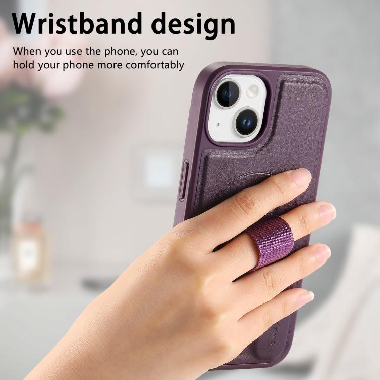 For iPhone 14 Plus CaseNeo Finger Grip Wristband MagSafe Back Phone Case