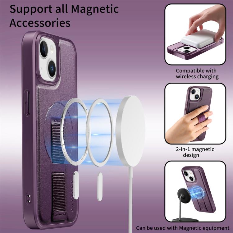 For iPhone 14 Plus CaseNeo Finger Grip Wristband MagSafe Back Phone Case
