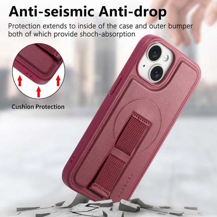 For iPhone 14 Plus CaseNeo Finger Grip Wristband MagSafe Back Phone Case