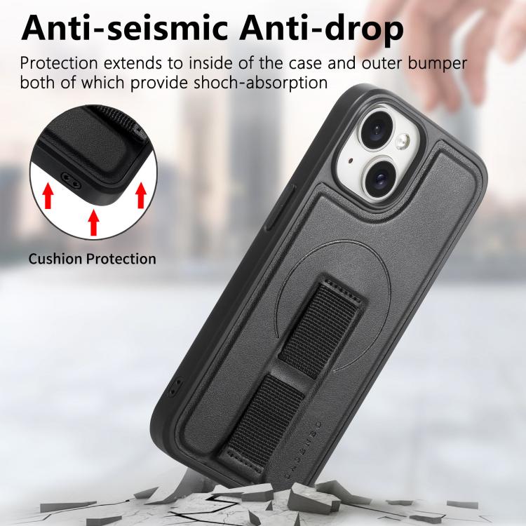 For iPhone 15 CaseNeo Finger Grip Wristband MagSafe Back Phone Case