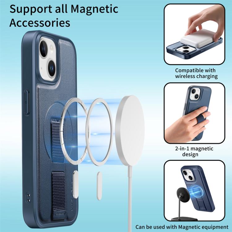 For iPhone 15 CaseNeo Finger Grip Wristband MagSafe Back Phone Case
