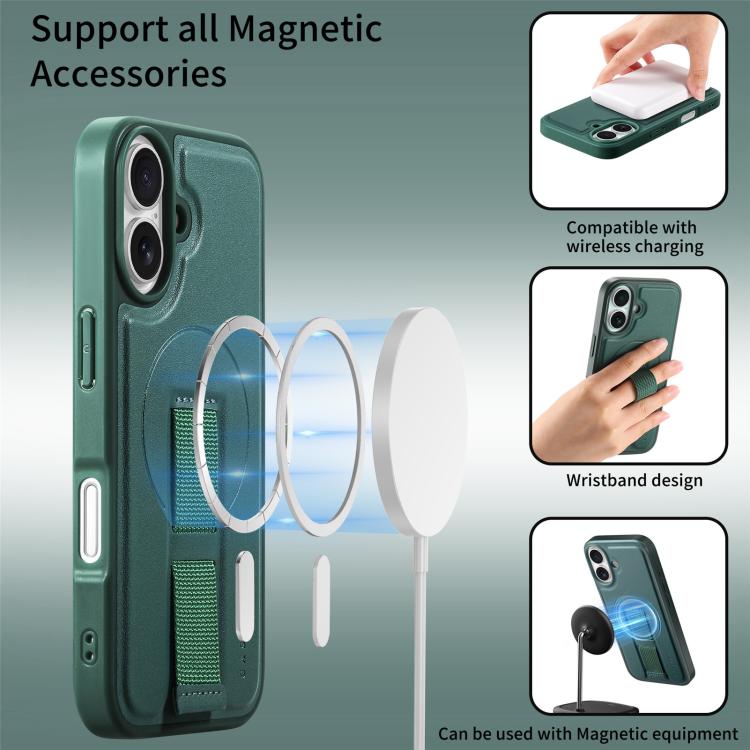 For iPhone 16 Plus CaseNeo Finger Grip Wristband MagSafe Back Phone Case
