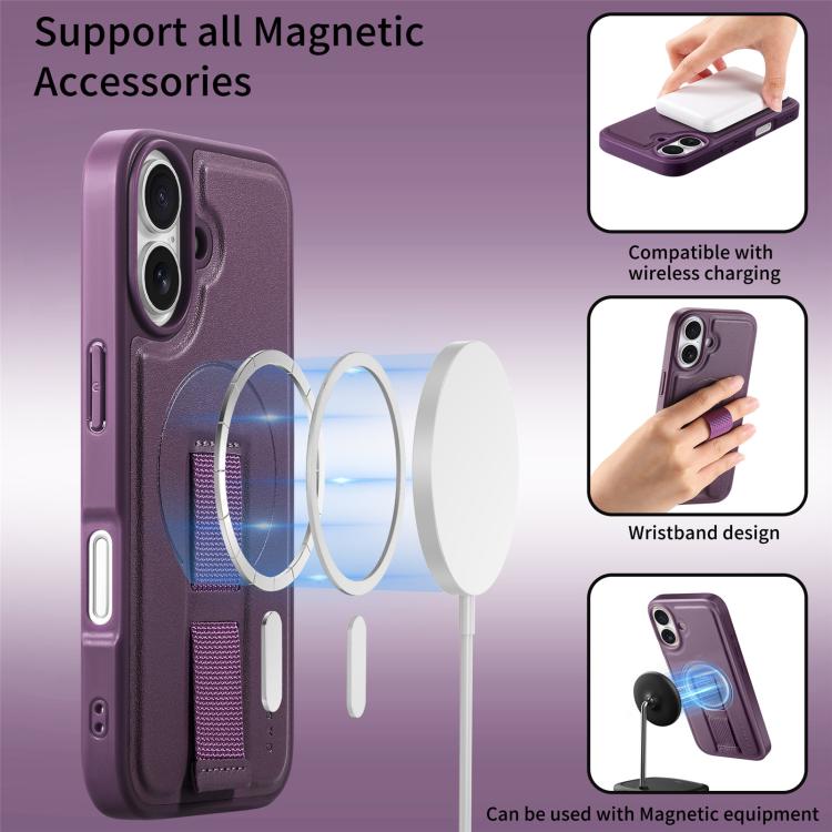 For iPhone 16 Plus CaseNeo Finger Grip Wristband MagSafe Back Phone Case
