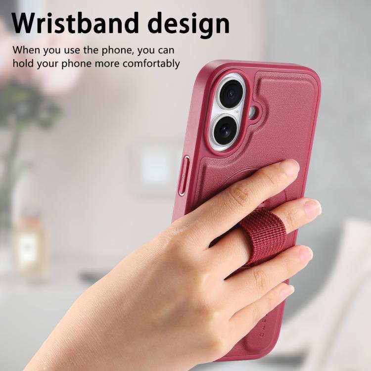 For iPhone 16 Plus CaseNeo Finger Grip Wristband MagSafe Back Phone Case