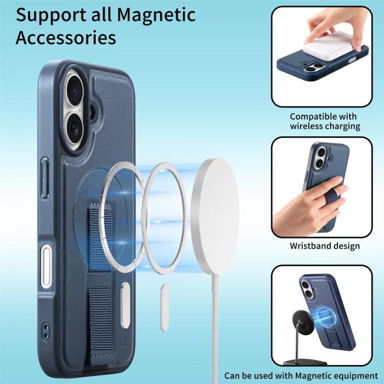 For iPhone 16 Plus CaseNeo Finger Grip Wristband MagSafe Back Phone Case