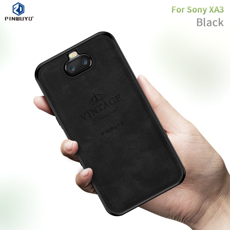 PINWUYO Shockproof Waterproof Full Coverage TPU + PU Cloth+Anti-shock Cotton Protective Case for Sony Xperia 10 / Xperia XA3