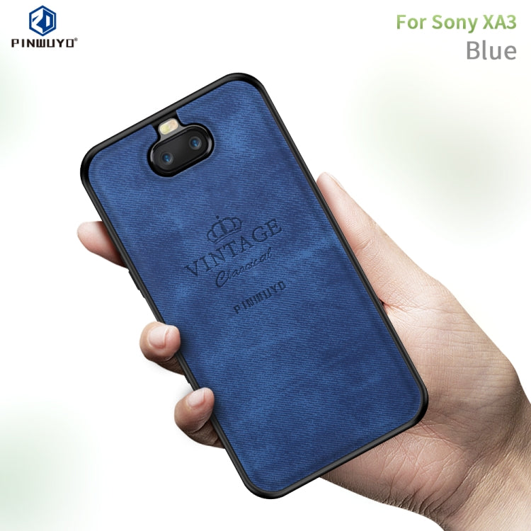 PINWUYO Shockproof Waterproof Full Coverage TPU + PU Cloth+Anti-shock Cotton Protective Case for Sony Xperia 10 / Xperia XA3