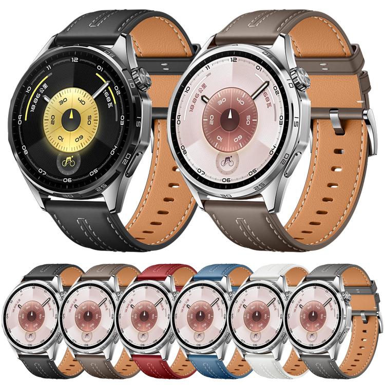 22mm Silver Buckle Glossy Leather Watch Band