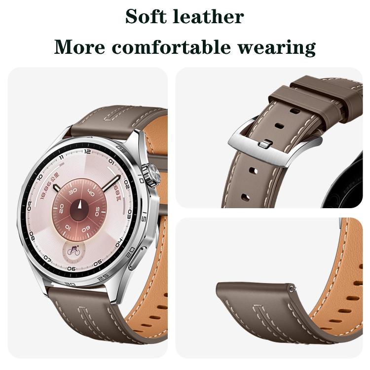 22mm Silver Buckle Glossy Leather Watch Band