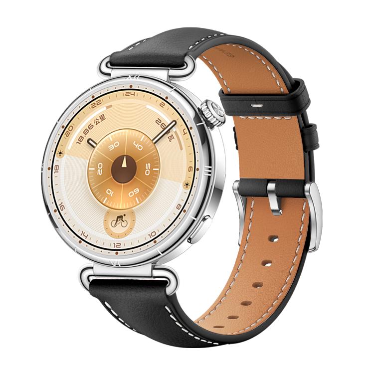 For Huawei Watch GT 6 41mm Soft Leather Watch Band Silver Buckle