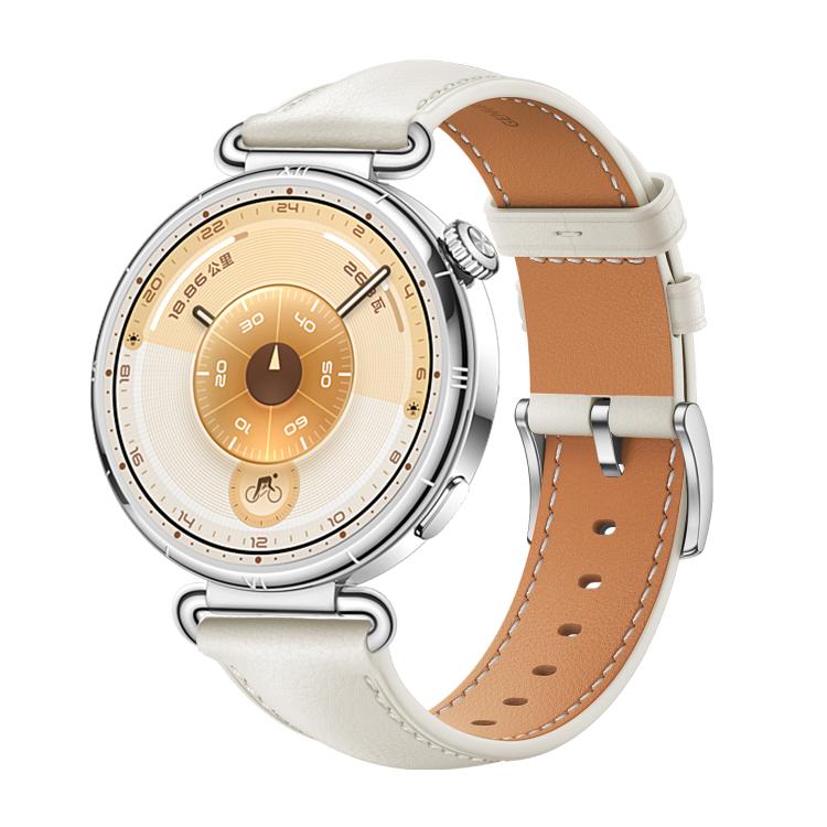 For Huawei Watch GT 6 41mm Soft Leather Watch Band Silver Buckle